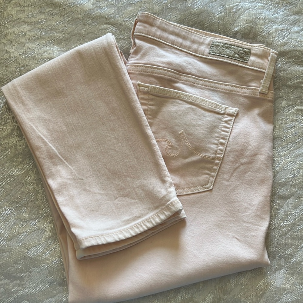 AG Adriano Goldschmied The Stevie Ankle Slim Straight Ankle Light Pink Jeans 29R